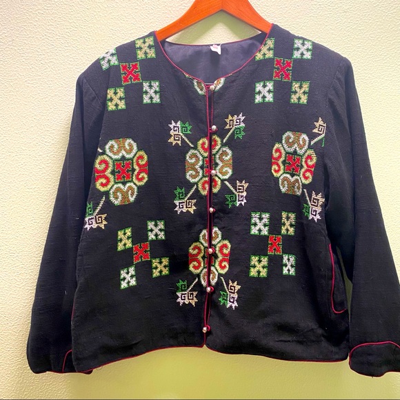 Jackets & Blazers - Hand embroidered jacket in 100% cotton